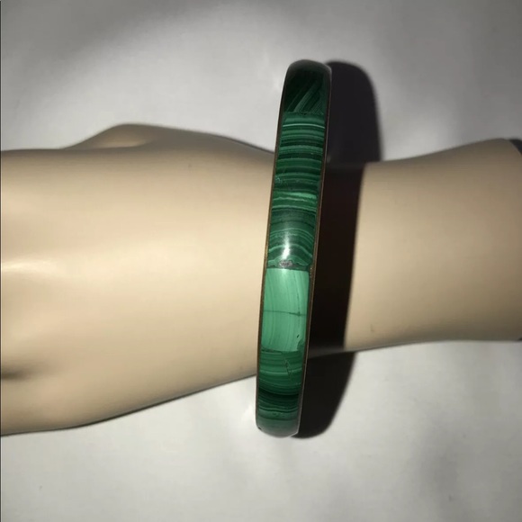 Vintage Bracelet Malachite Inlay Bronze Large - Picture 7 of 7